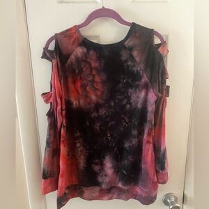 Tie-Dye Cold Shoulder Top